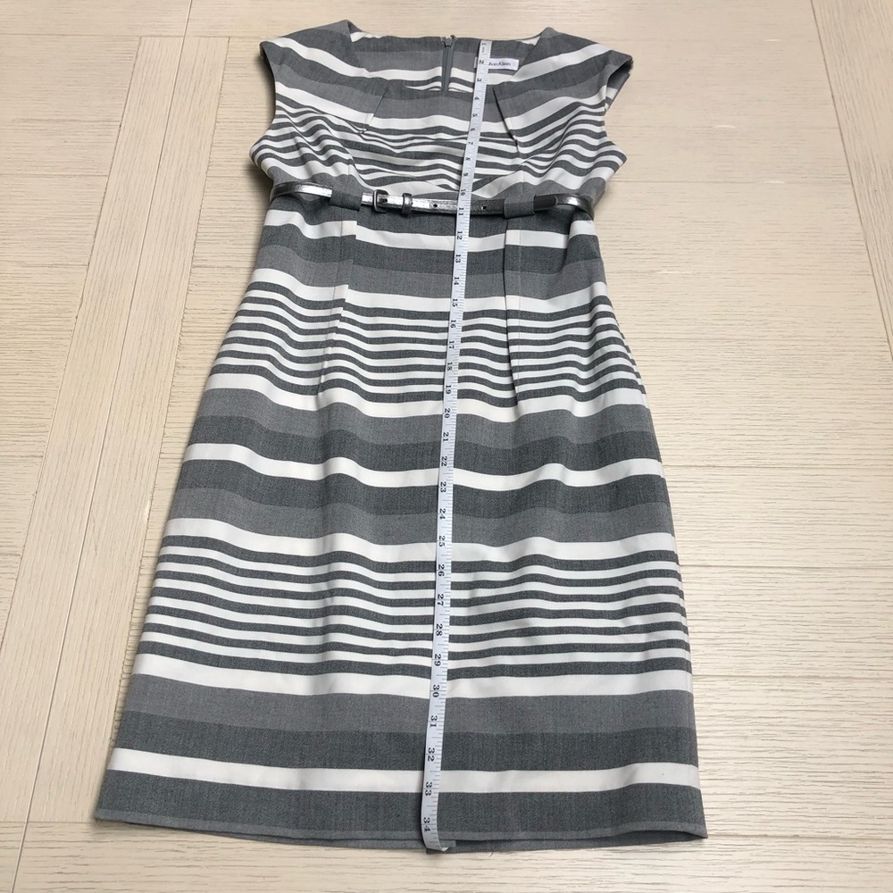 Calvin Klein Gray/White Striped Shortsleeve Belted Dress Size 6P - Picture 8 of 8